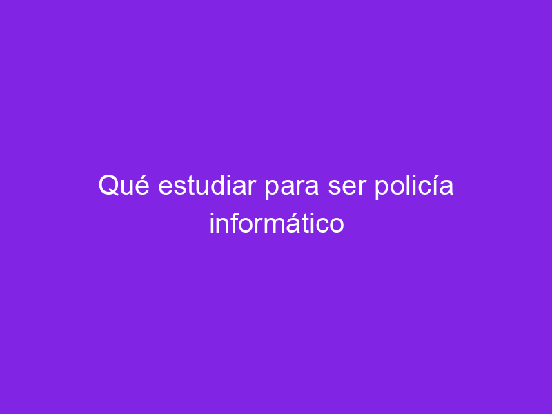 Qué estudiar para ser policía informático Haber estudiado